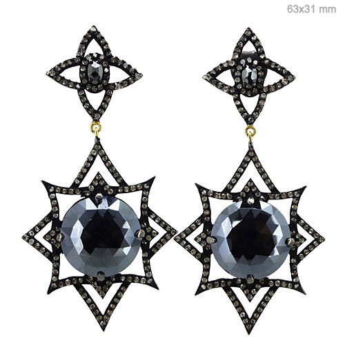 Diamond Black Spinel Gold Earrings
