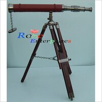 Antique Nautical Brass Telescope with Tripod Stand