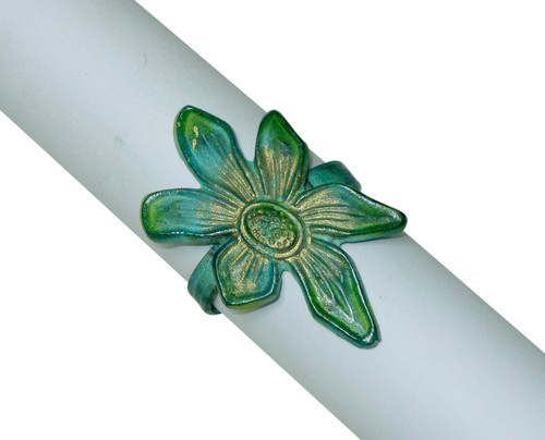 Flower Napkin Ring - Glass 2 Inch Diameter, Green | Elegant Design, Durable, Reusable