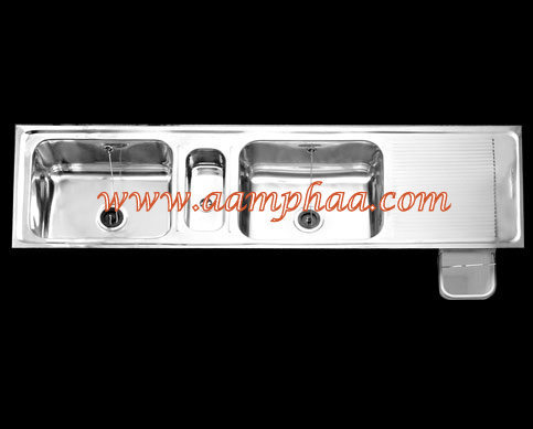 Stainless Steel Double Bowl Sink With Drainboard