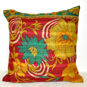 Yellow Indian Sari Pillow Cover