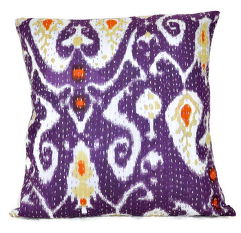 Purple Kantha Pillow