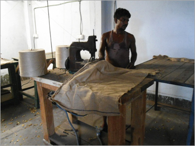 Cocoa Jute Sacks Stitching Work