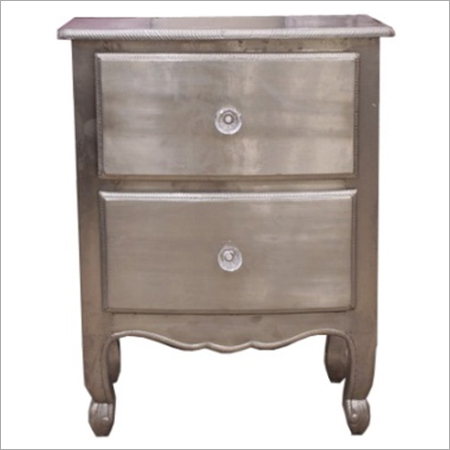 Locker Dewan - Metal and Wood, 24x16x28 in, Silver | Two Drawers, French Provincial Style, Durable Storage Solution