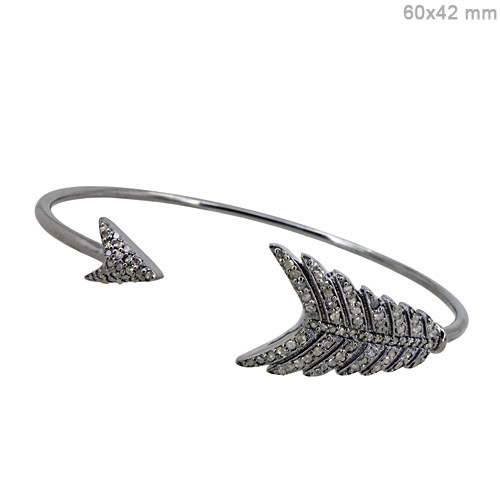Pave Diamond Silver Bangle