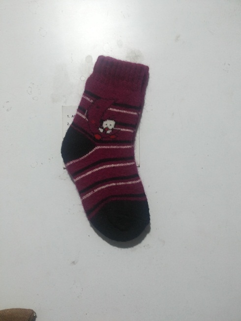 Woolen Baby Socks - Striped Design in Maroon & Black Middle Elasticity Washable and Suitable for All Seasons