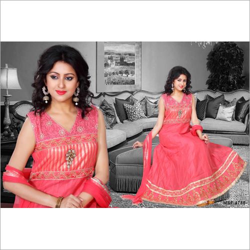 Fancy Anarkali Salwar suit (Chanderi Fabric)