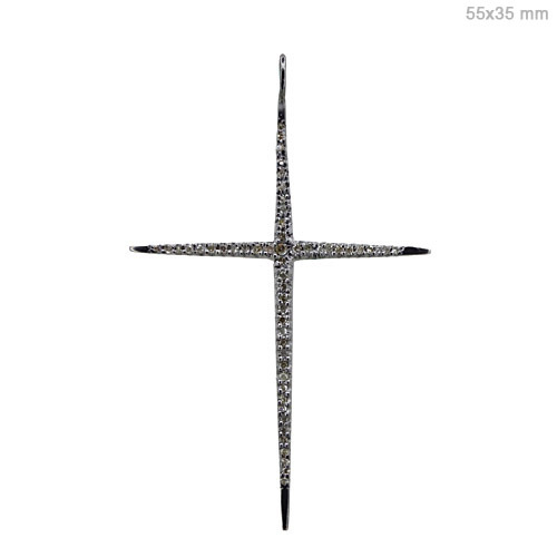 Diamond Pave Silver Cross Pendant