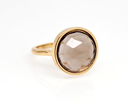 925 sterling Silver Smoky Topaz gemstone Ring- vemeil gold
