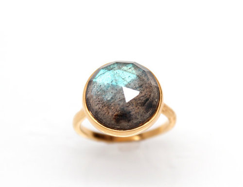925 sterling Silver Labradorite Gemstone Ring- vemeil gold
