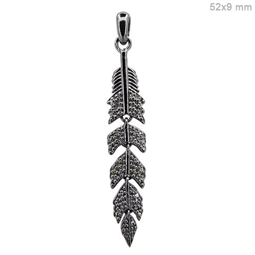 Pave Diamond Silver Leaf Pendant