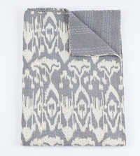 Ikat Kantha Quilt in Gray