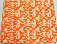 Indian Sari Ikat kantha Quilt in Orange
