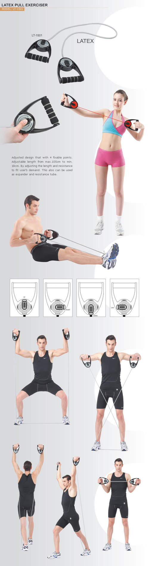 Latex Pull Exerciser - Latex, 20.5x14.5x8 cm, Black | Ergonomic Handles, Variable Resistance, Portable Design