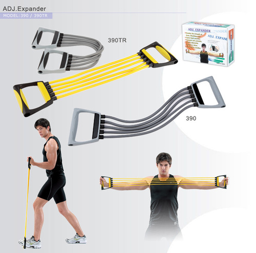 ADJ. Expander - Rubber/Plastic 10.5mm x 2.3mm x 48cm Yellow, Resistance Training Exercise Band