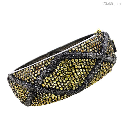 Yellow Sapphire Diamond Gold Bangle - 14k Gold, 73x59 mm, Yellow Sapphire & Diamond, Elegant Luxury Design