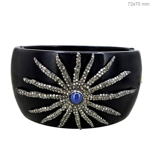 Blue Sapphire Diamond Gold Bangle