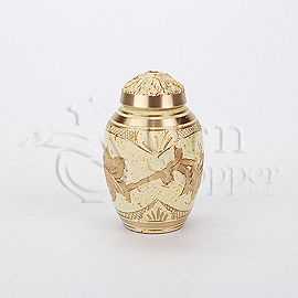 Cream Wash Brass Metal Token Cremation Urn