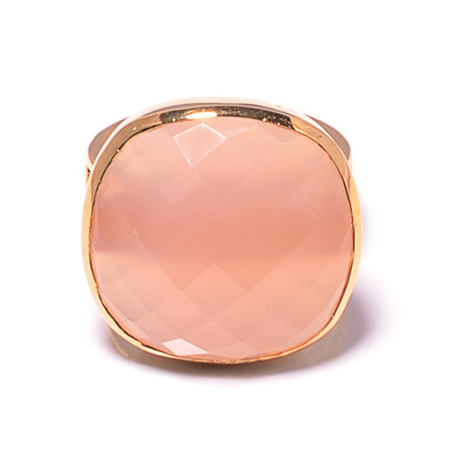925 Sterling silver Pink Chalcedony Gemstone Ring- Vemeil Gold