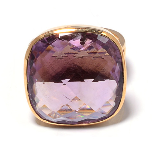 925 Sterling silver Amethyst Gemstone Ring- Vemeil Gold
