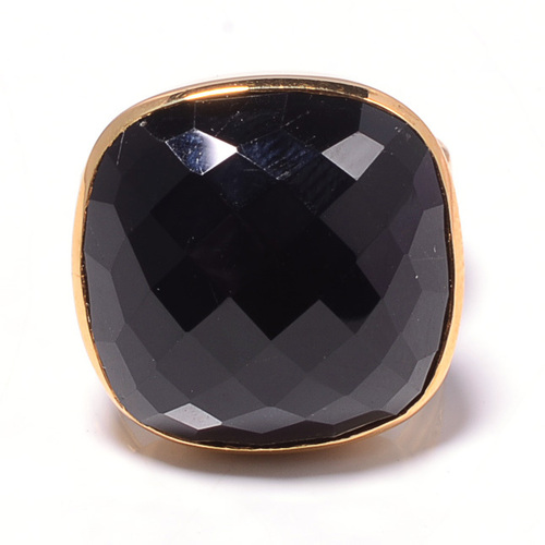 925 Sterling silver Black Onyx Gemstone Ring- Vemeil Gold