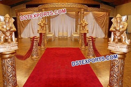 Customize Wedding Golden Carved Style Mandap 6494