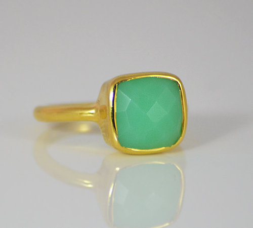 925 Sterling silver Chalcedony Gemstone Ring- Vemeil Gold