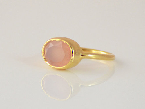 925 Sterling Silver Rose Quartz Ring - Size 6-8, Oval Gemstone, Gold Vermeil Finish, Handmade Elegance