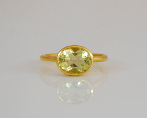 925 Sterling silver Peridot Gemstone Ring- Vemeil Gold
