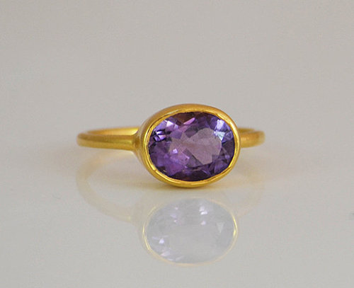 925 Sterling silver Green Amethyst Gemstone Ring- Vemeil Gold