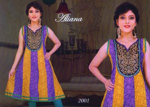 Cotton Kurti - Cotton, 40 Inches, Purple | Soft Cotton, Stylish Design, Comfortable Fit, Sleeveless, A-Line