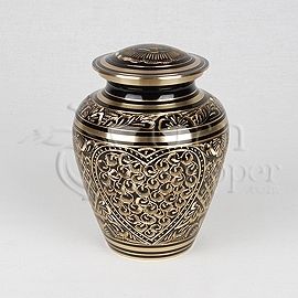 Etched Ebony Keepsake Brass Metal Cremation Urn