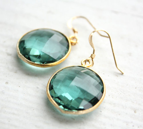 925 Sterling Silver Gold Vermeil Hydro Green Tourmaline Earrings - 10-15mm, Bezel Set, Handmade Drop Style