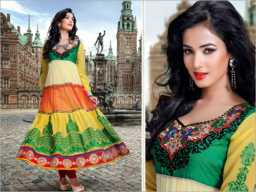 Mixed Color Printed Anarkali Suits