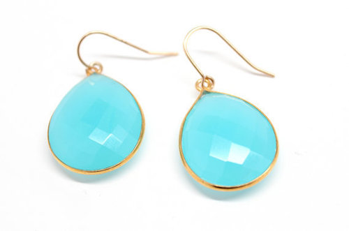 925 Silver Aqua Chalcedony Earring Vermeil