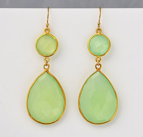 Sea Green Chalcedony Gemstone Tanglin Earring-Gold Vermeil