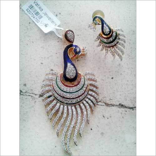Vatika Beautiful American Diamond Peacock Pendant