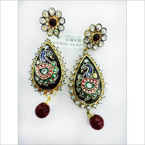 Vatika Beautiful CZ with Tanjore Art Work Earrings