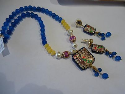 Vatika Tanjore Art Jewellery with Beads Necklace Set