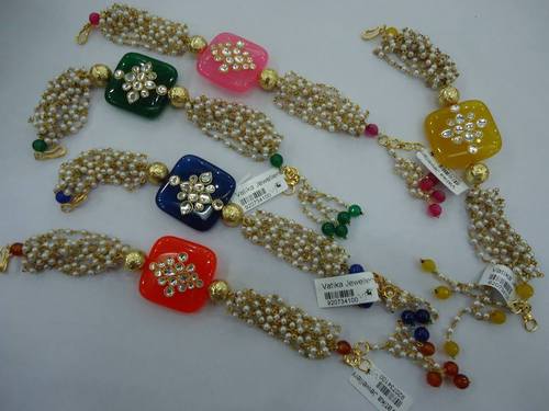 Vatika Kundan and Pearl Work Stone Bracelets