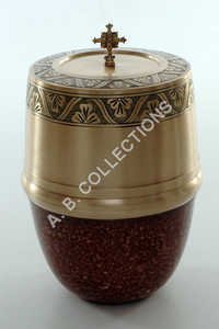 Mat Brass Top Part Bronze Stone Lower Part Engraved Top Band European Two Tone Designer Urn