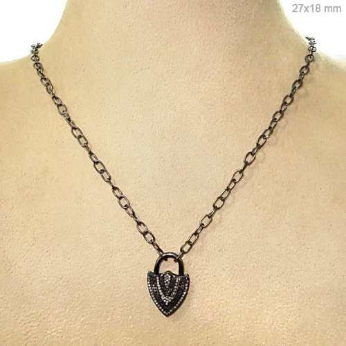 Pave Diamond Gold Lock Pendant