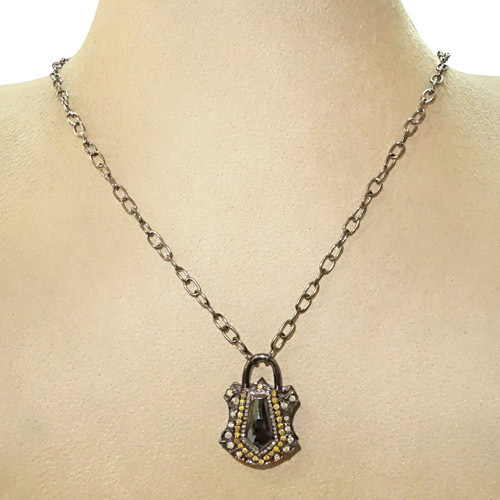 Black Spinel Diamond Silver Pendant