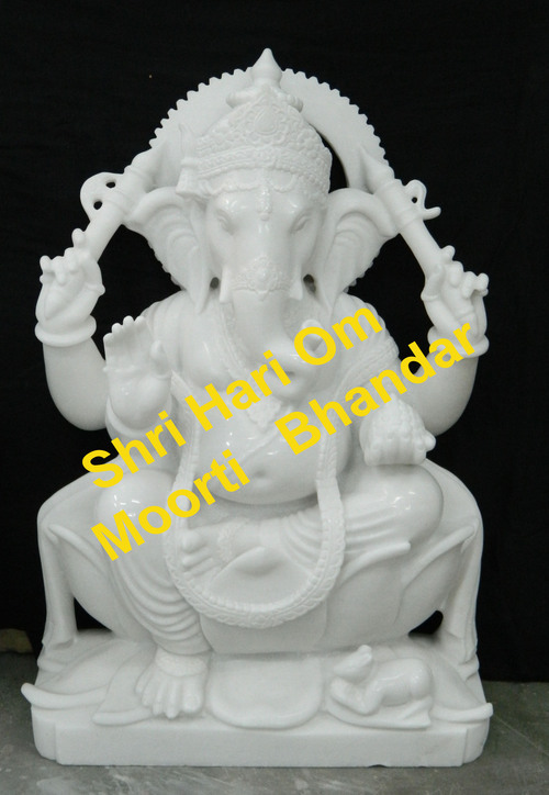 Moisture Proof White Marble Ganesha Statue