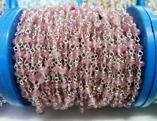 Pink Tourmaline Beaded Chain