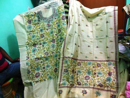 Kantha work silk suits