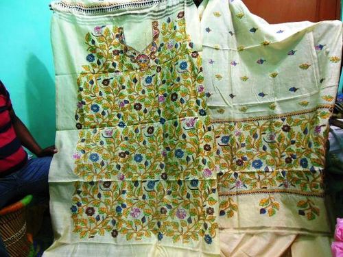 Kantha work silk suits