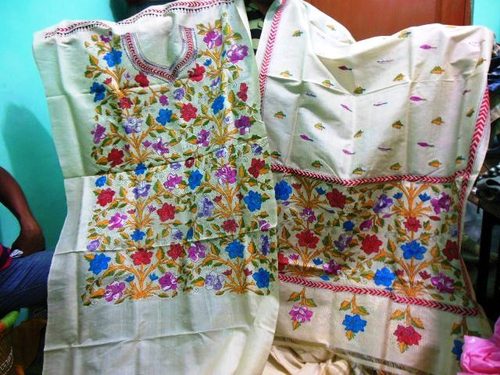 Kantha work silk suits