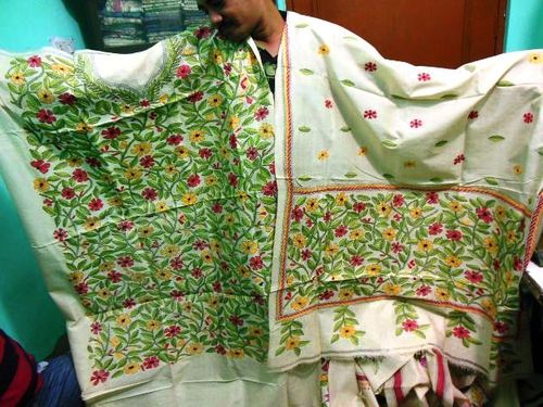 Kantha work silk suits