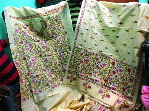 Kantha work silk suits